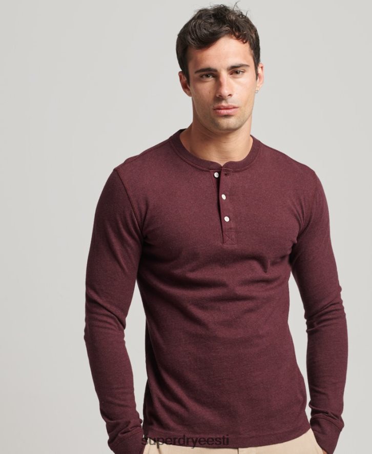 Superdry mehed orgaanilisest puuvillast pikkade varrukatega henley topp B2LT46362 Riietus punane