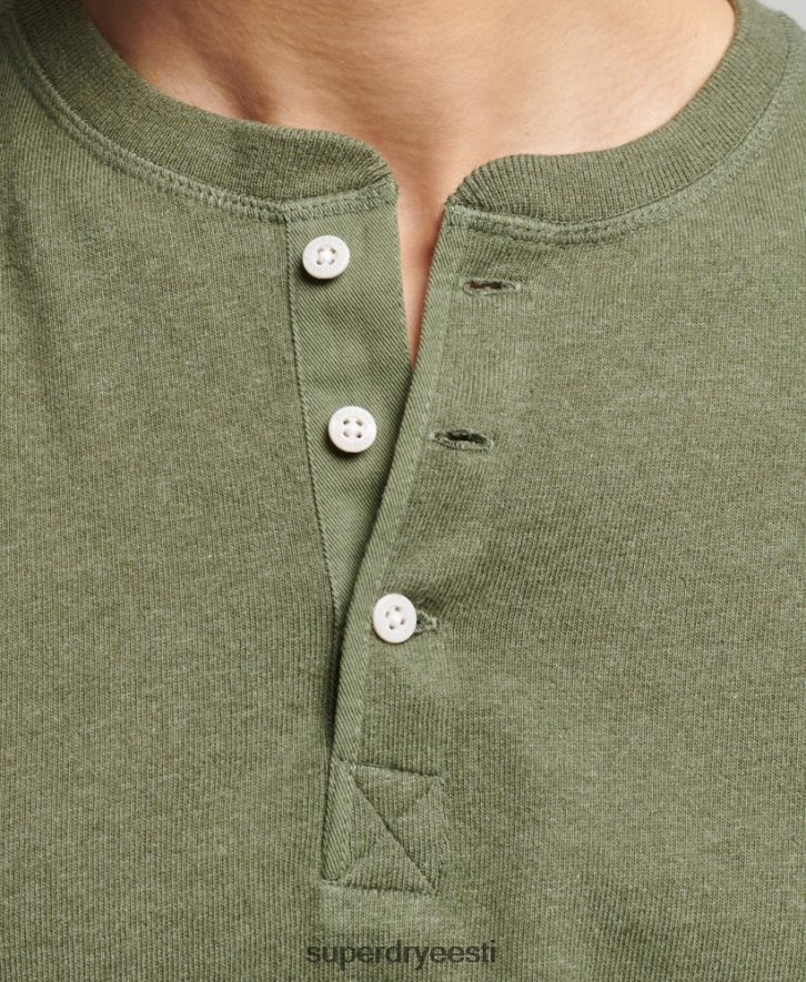 Superdry mehed orgaanilisest puuvillast pikkade varrukatega henley topp B2LT46428 Riietus roheline
