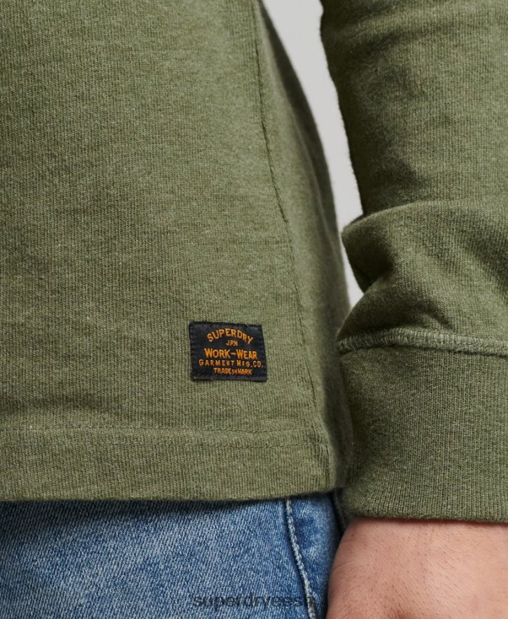 Superdry mehed orgaanilisest puuvillast pikkade varrukatega henley topp B2LT46428 Riietus roheline