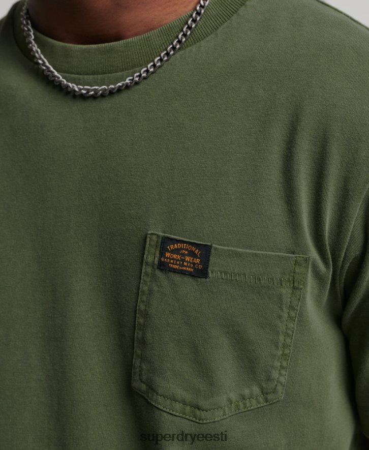 Superdry mehed orgaanilisest puuvillast tööriiete taskut-särk B2LT44929 Riietus roheline