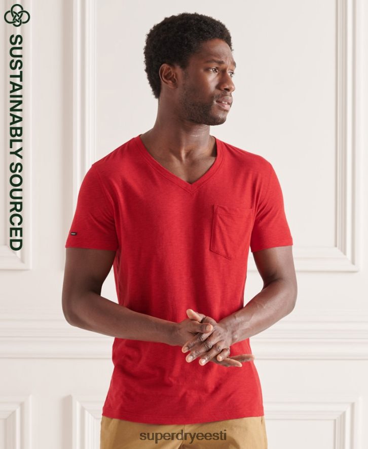Superdry mehed orgaanilisest puuvillast v kaelusega tasku t-särk B2LT44834 Riietus punane