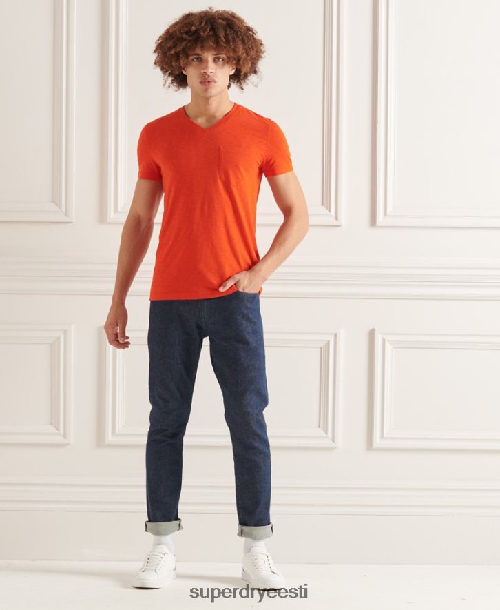 Superdry mehed orgaanilisest puuvillast v kaelusega tasku t-särk B2LT44837 Riietus oranž