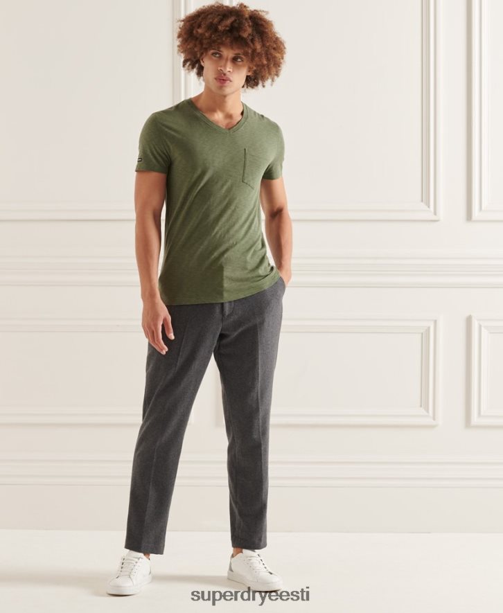 Superdry mehed orgaanilisest puuvillast v kaelusega tasku t-särk B2LT44846 Riietus roheline