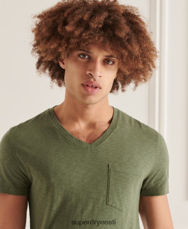 Superdry mehed orgaanilisest puuvillast v kaelusega tasku t-särk B2LT44846 Riietus roheline