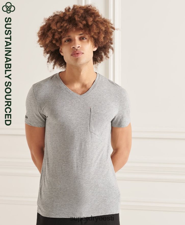 Superdry mehed orgaanilisest puuvillast v kaelusega tasku t-särk B2LT44849 Riietus helehall