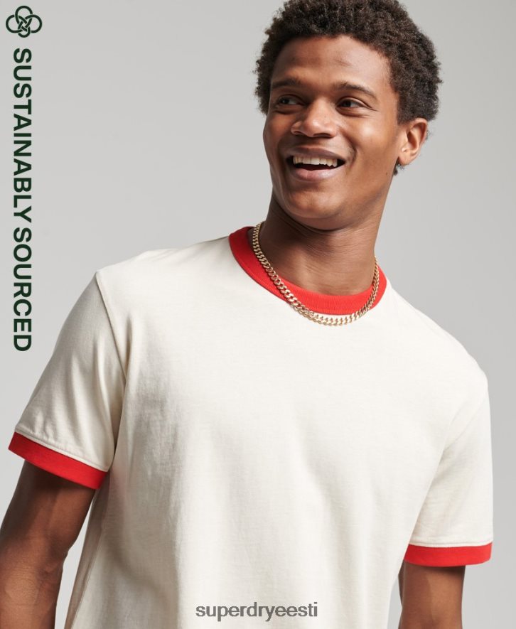 Superdry mehed orgaanilisest puuvillast vintage lõdvestunud ringer T-särk B2LT44957 Riietus kreem