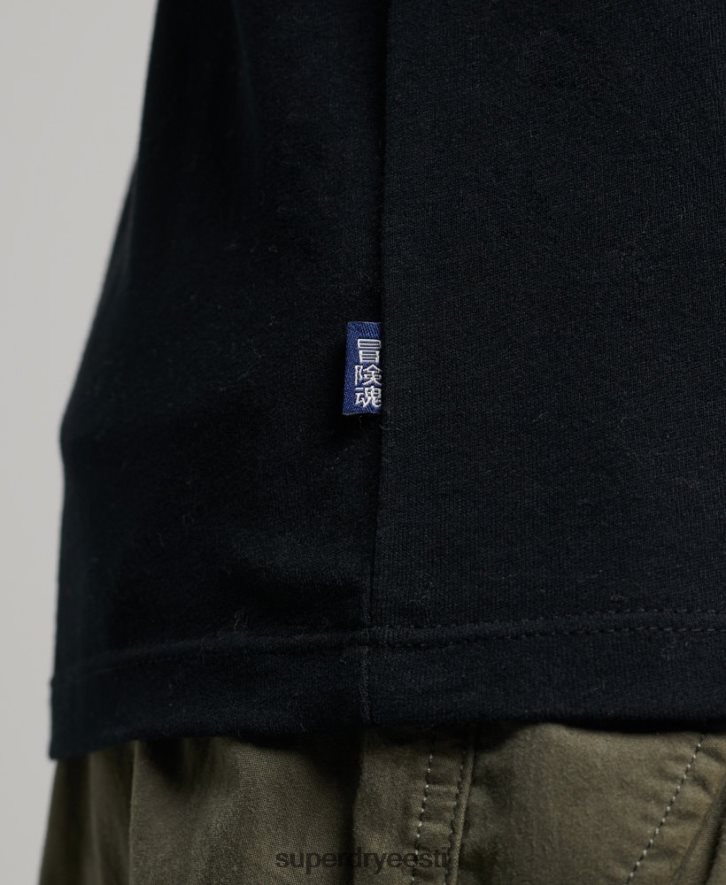 Superdry mehed orgaanilisest puuvillast vintage logo tikitud top B2LT41475 Riietus must