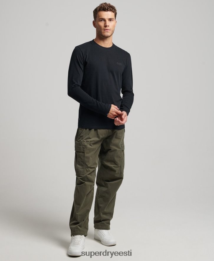 Superdry mehed orgaanilisest puuvillast vintage logo tikitud top B2LT41475 Riietus must