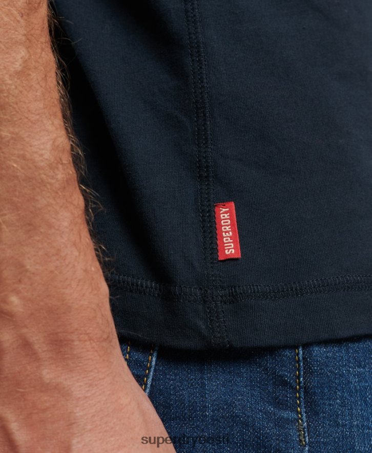 Superdry mehed orgaanilisest puuvillast vintage logoga tikitud Henley top B2LT41457 Riietus merevägi