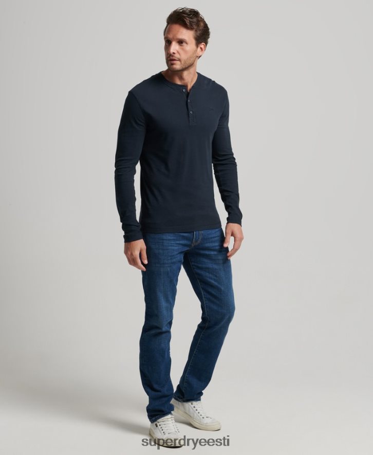 Superdry mehed orgaanilisest puuvillast vintage logoga tikitud Henley top B2LT41457 Riietus merevägi