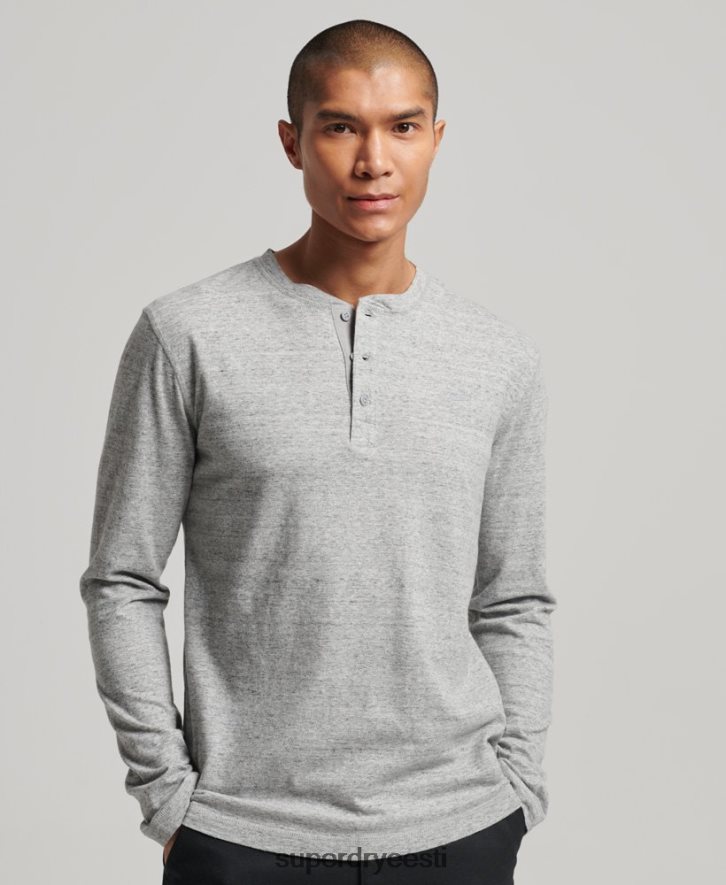Superdry mehed orgaanilisest puuvillast vintage logoga tikitud Henley top B2LT41470 Riietus hall