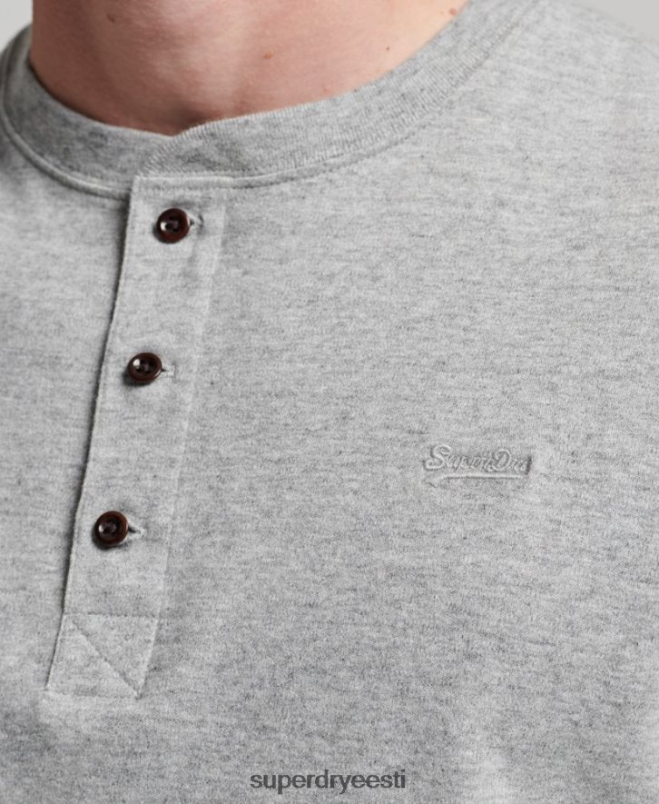 Superdry mehed orgaanilisest puuvillast vintage logoga tikitud Henley top B2LT41543 Riietus hall