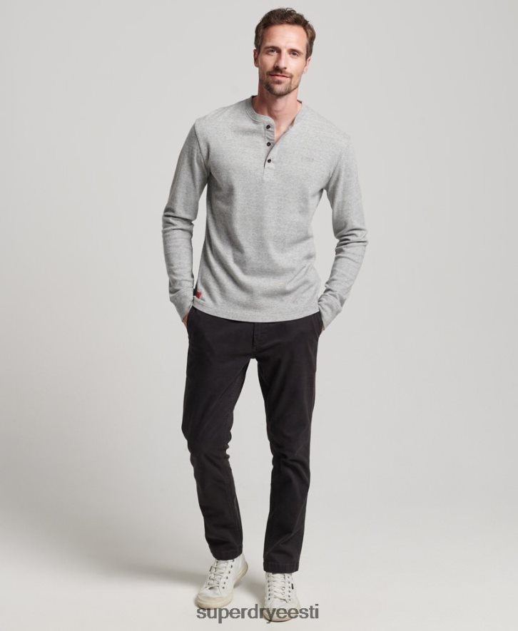 Superdry mehed orgaanilisest puuvillast vintage logoga tikitud Henley top B2LT41543 Riietus hall