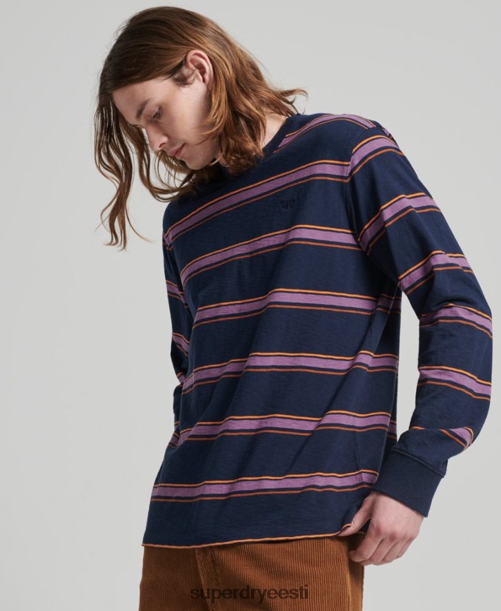 Superdry mehed orgaanilisest puuvillast vintage tekstuuriga triibuline topp B2LT41471 Riietus merevägi