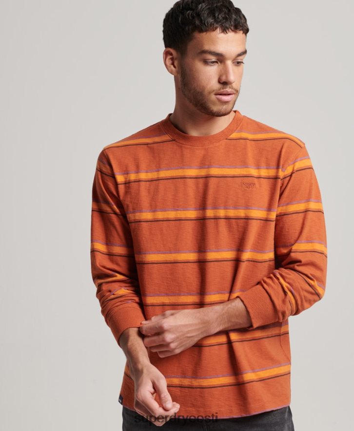 Superdry mehed orgaanilisest puuvillast vintage tekstuuriga triibuline topp B2LT41476 Riietus pruun