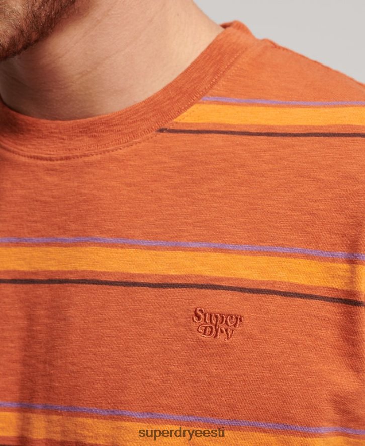 Superdry mehed orgaanilisest puuvillast vintage tekstuuriga triibuline topp B2LT41476 Riietus pruun