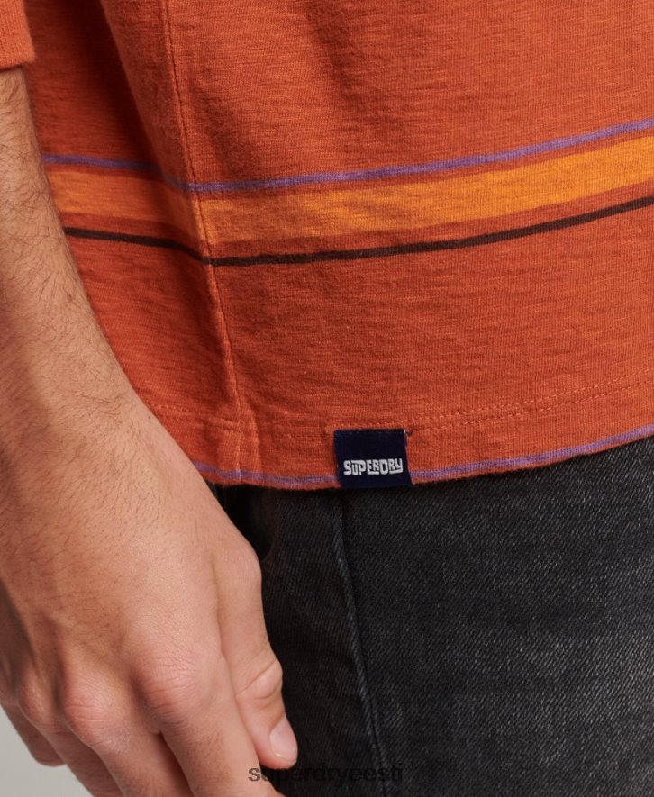 Superdry mehed orgaanilisest puuvillast vintage tekstuuriga triibuline topp B2LT41476 Riietus pruun