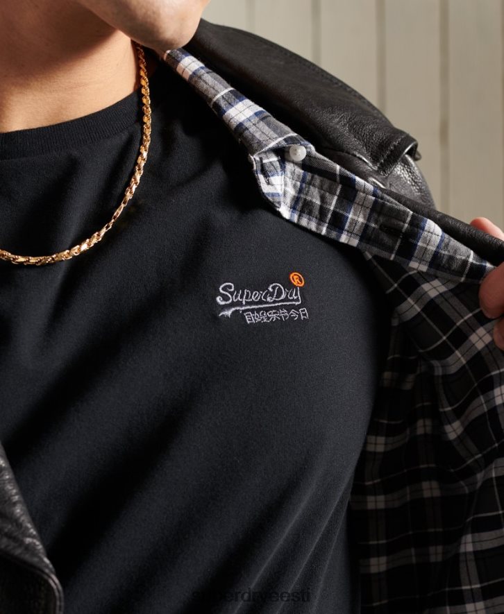 Superdry mehed orgaanilisest puuvillast vintage tikandiga T-särk B2LT46502 Riietus must