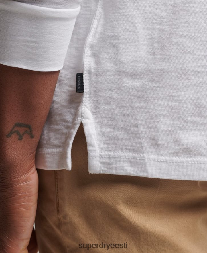 Superdry mehed pikkade varrukatega henley trikoosärk B2LT41498 Riietus valge
