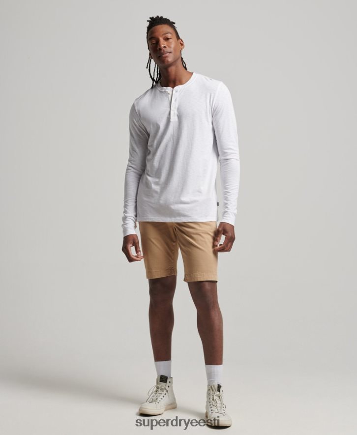 Superdry mehed pikkade varrukatega henley trikoosärk B2LT41498 Riietus valge