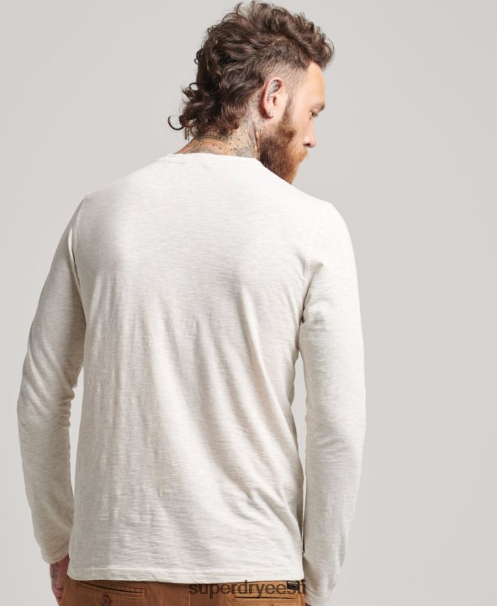 Superdry mehed pikkade varrukatega slub jersey top B2LT46396 Riietus kreem