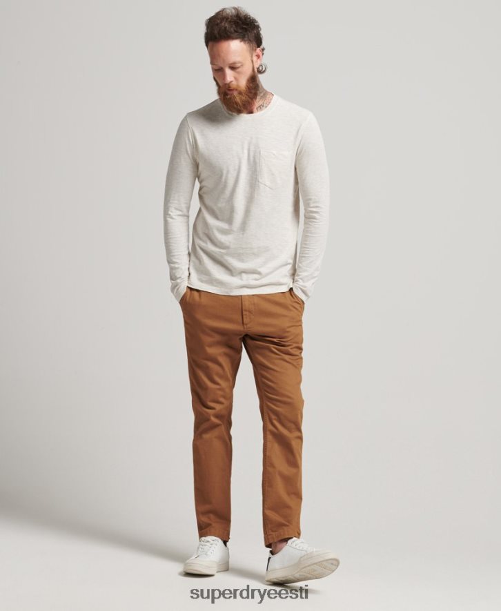 Superdry mehed pikkade varrukatega slub jersey top B2LT46396 Riietus kreem