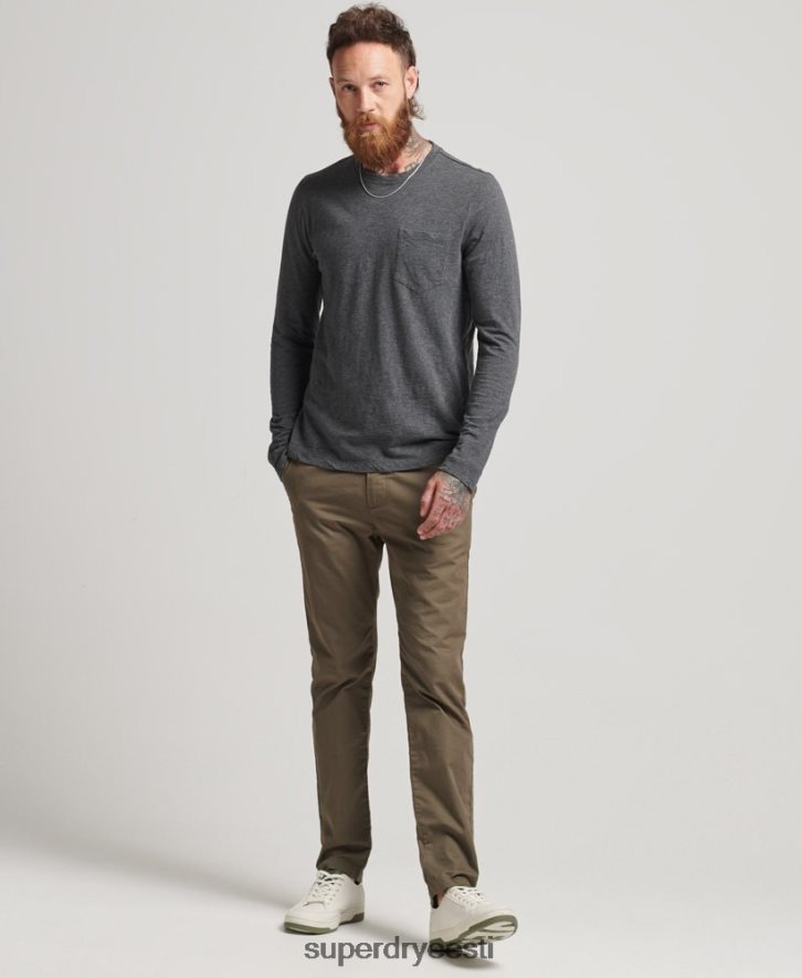 Superdry mehed pikkade varrukatega slub jersey top B2LT46449 Riietus tumehall