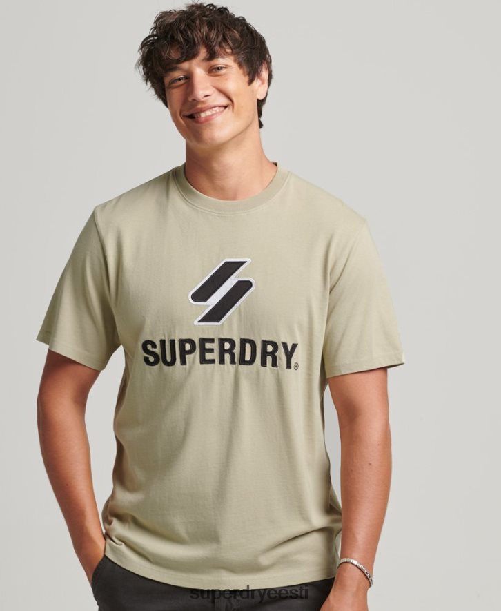 Superdry mehed s logoga virnastatud aplikatsiooniga T-särk B2LT44815 Riietus beež