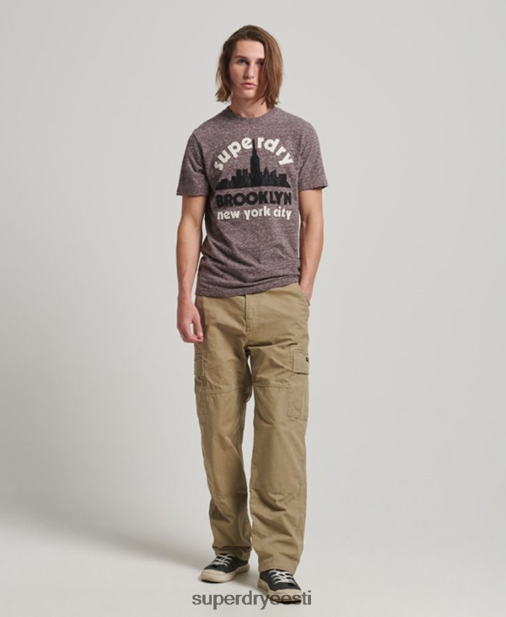 Superdry mehed suurepärane välitingimustes aplikatsiooniga t-särk B2LT4116 Riietus pruun
