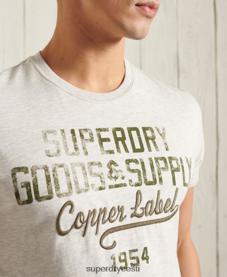 Superdry mehed töörõivaste graafiline kerge T-särk B2LT44982 Riietus helehall