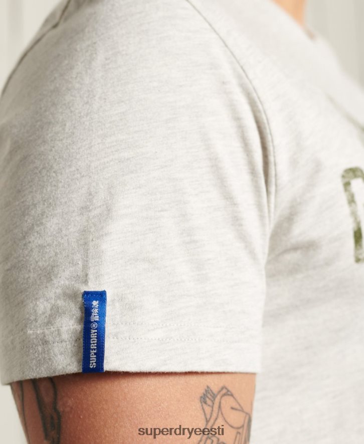 Superdry mehed töörõivaste graafiline kerge T-särk B2LT44982 Riietus helehall