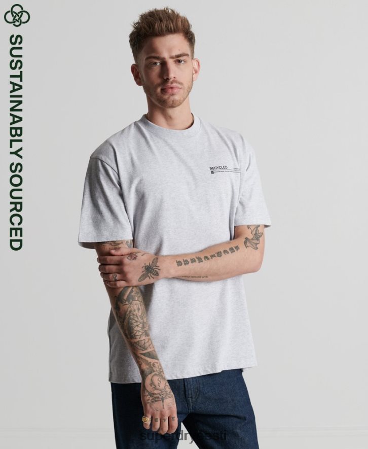 Superdry mehed taaskasutatud mikro top T-särk B2LT44960 Riietus helehall