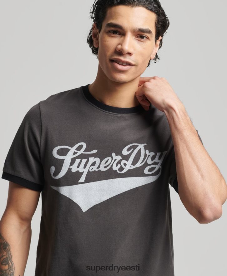 Superdry mehed vintage americana ringeri t-särk B2LT44945 Riietus tumehall