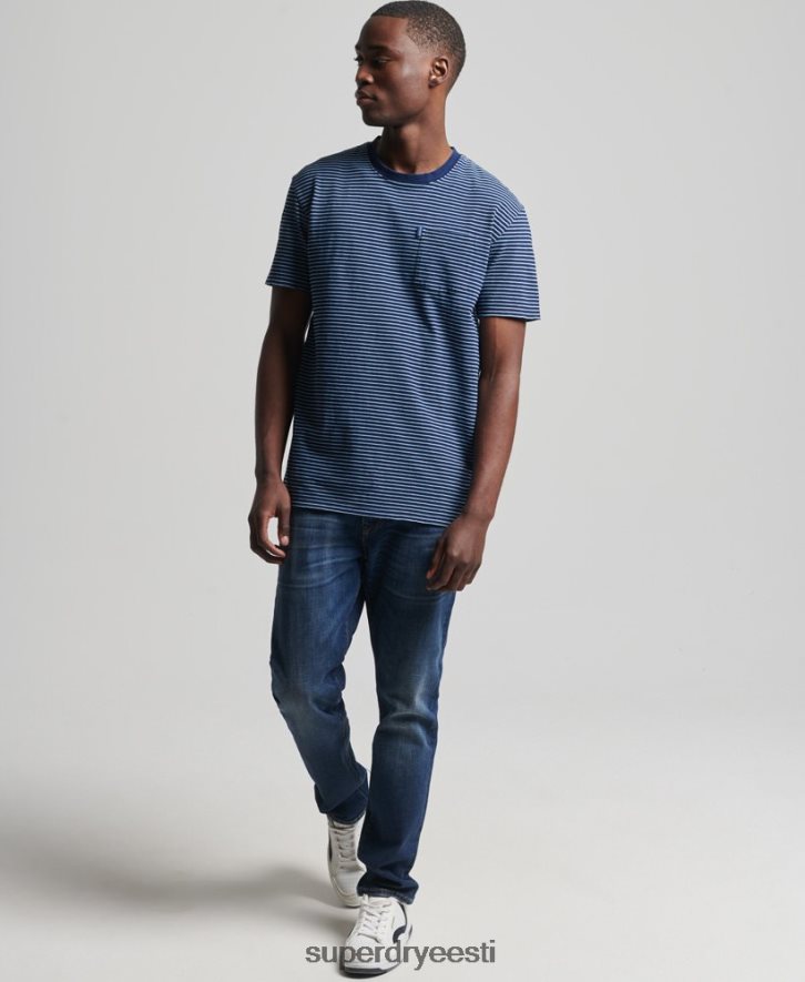 Superdry mehed vintage indigo ribaga T-särk B2LT44830 Riietus tumesinine