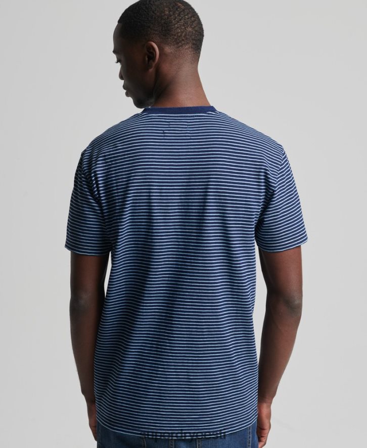 Superdry mehed vintage indigo ribaga T-särk B2LT44830 Riietus tumesinine