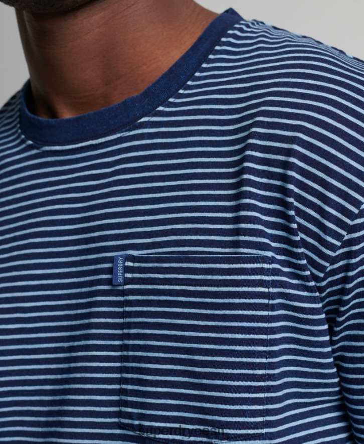 Superdry mehed vintage indigo ribaga T-särk B2LT44830 Riietus tumesinine