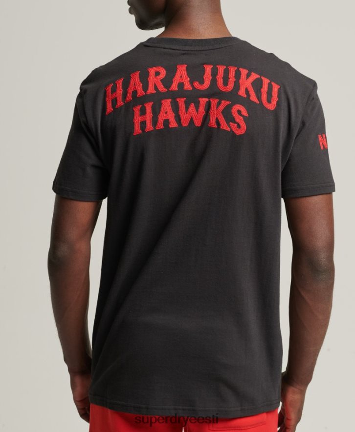 Superdry mehed vintage kollegiaalne t-särk B2LT44950 Riietus must