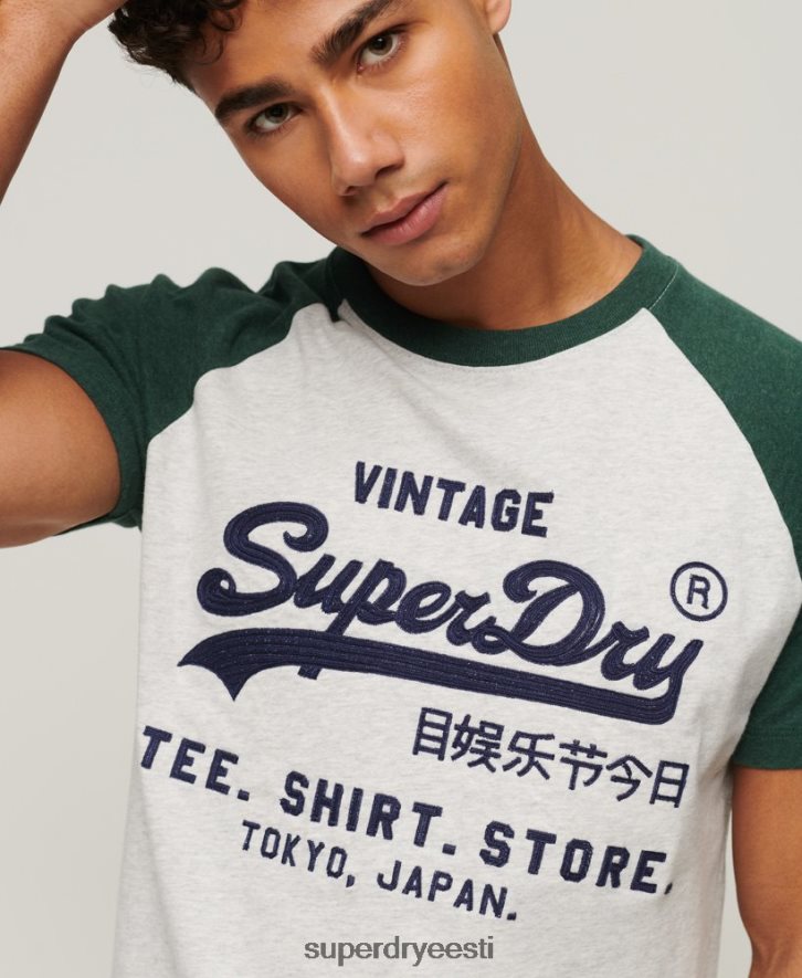 Superdry mehed vintage logo poe raglaani t-särk B2LT451 Riietus roheline