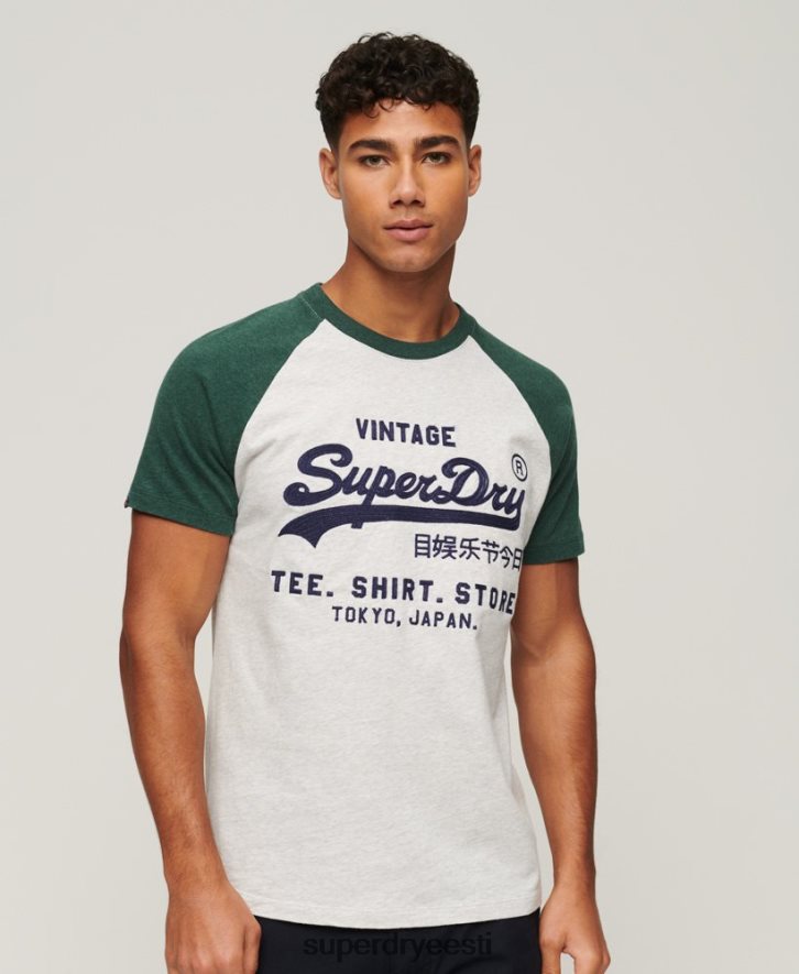 Superdry mehed vintage logo poe raglaani t-särk B2LT451 Riietus roheline