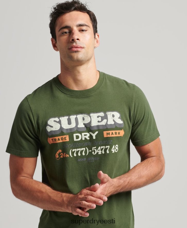 Superdry mehed vintage märgikirjutaja T-särk B2LT44874 Riietus hall