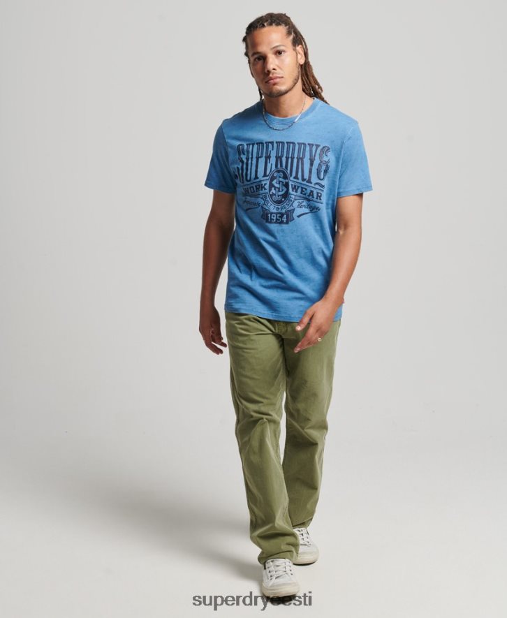 Superdry mehed vintage seinamärgiga T-särk B2LT44921 Riietus helesinine