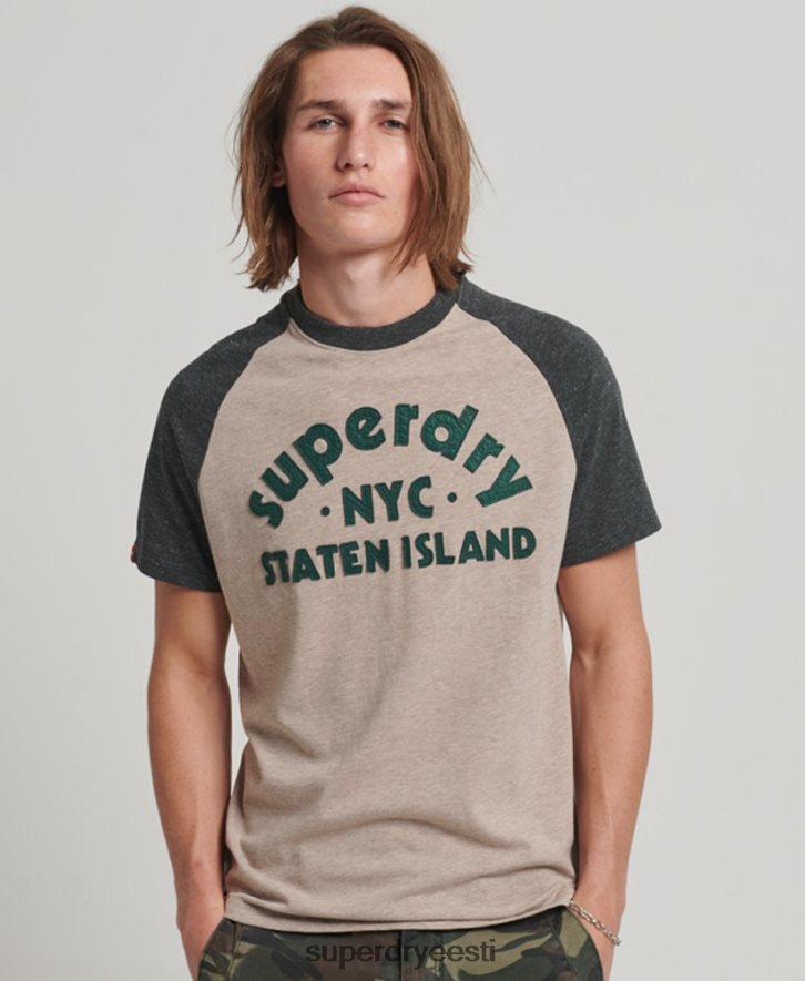 Superdry mehed vintage suur õues aplikatsiooniga raglaani T-särk B2LT45 Riietus beež