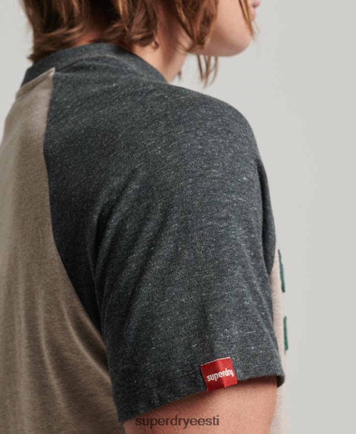 Superdry mehed vintage suur õues aplikatsiooniga raglaani T-särk B2LT45 Riietus beež