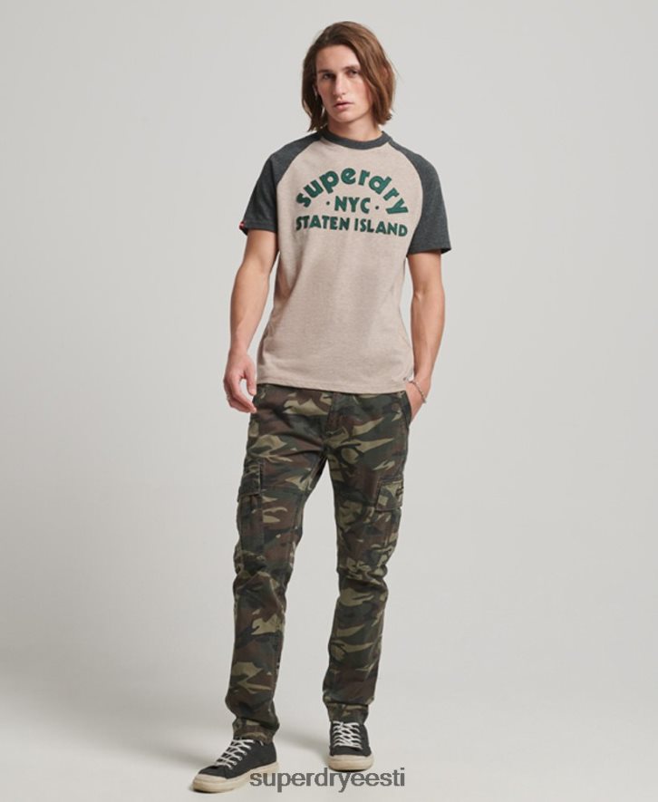 Superdry mehed vintage suur õues aplikatsiooniga raglaani T-särk B2LT45 Riietus beež