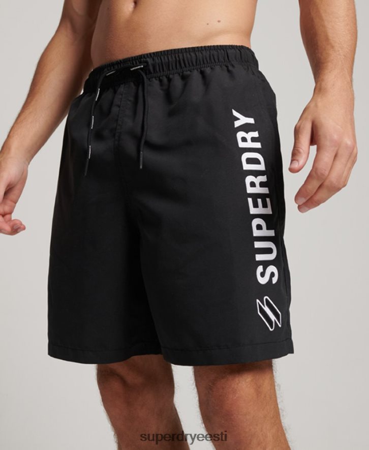 Superdry mehed aplikatsiooniga 19-tollised taaskasutatud ujumispüksid B2LT4406 Riietus must
