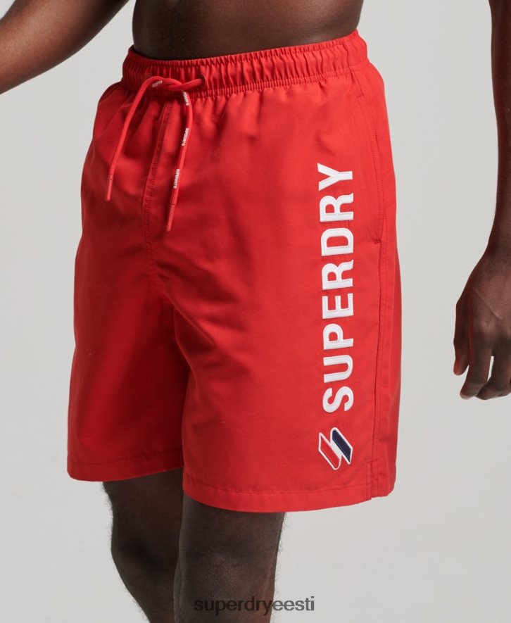 Superdry mehed aplikatsiooniga 19-tollised taaskasutatud ujumispüksid B2LT4422 Riietus punane