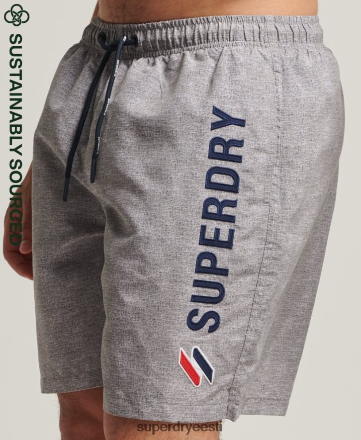 Superdry mehed aplikatsiooniga 19-tollised taaskasutatud ujumispüksid B2LT4428 Riietus helehall