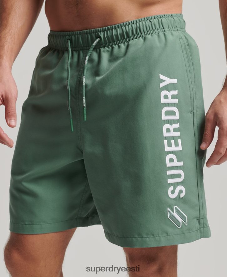 Superdry mehed aplikatsiooniga 19-tollised taaskasutatud ujumispüksid B2LT456 Riietus roheline