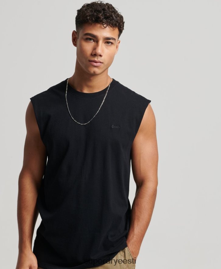 Superdry mehed orgaanilisest puuvillast vintage logoga tikitud paak B2LT41443 Riietus must