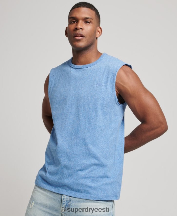 Superdry mehed orgaanilisest puuvillast vintage logoga tikitud paak B2LT41451 Riietus sinine